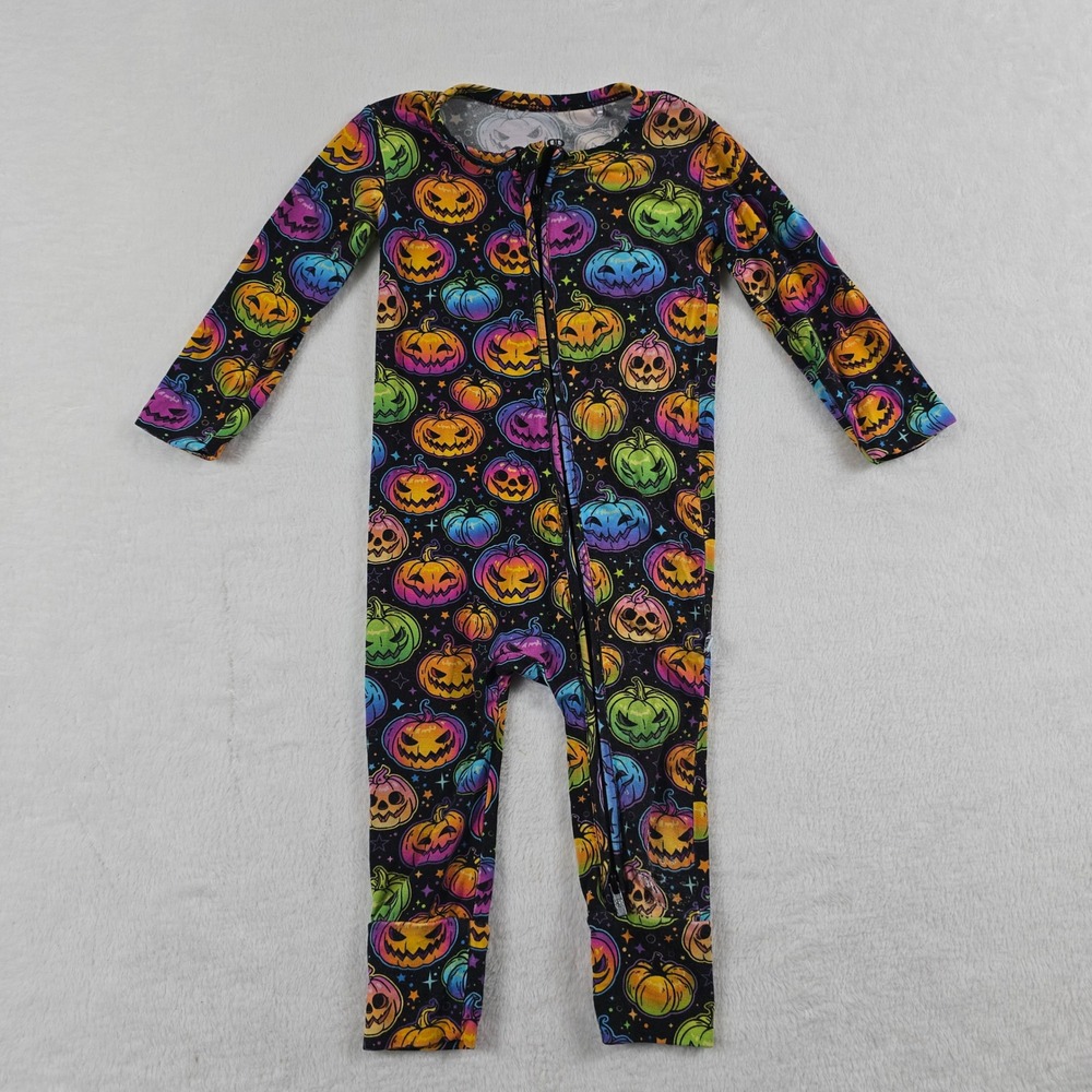 Bums & Roses Rainbow Pumpkin Bamboo Romper Sleeper 12-18 Months Halloween